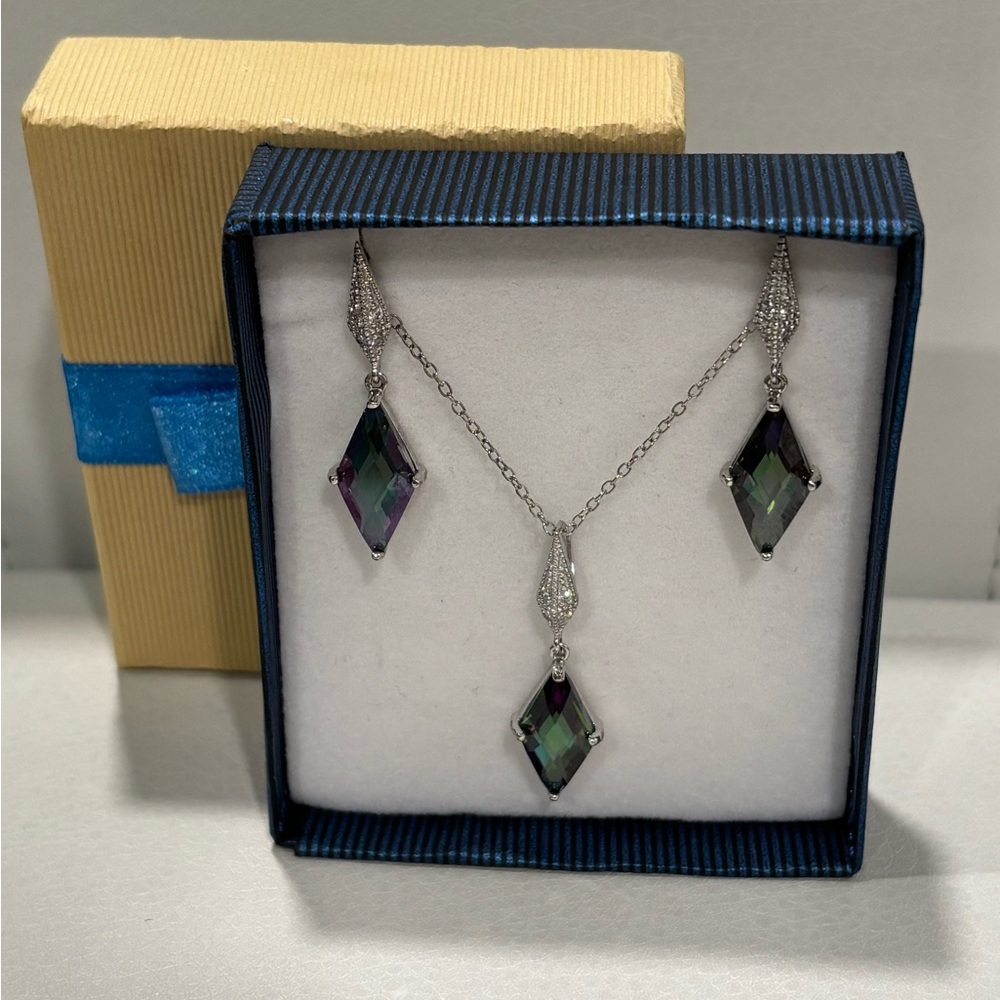 NIB Mystic Topaz Set Sterling Silver 925